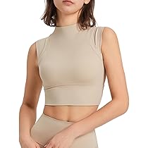 Amazon.co.jp: ノースリーブ ハイネック クロップド 脇高 ブラ
